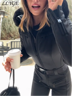 Chic Hooded One Piece Women's Winter Ski Suits Belt Stand Collar High Waist Pockets Overall Jumpsuits 2026 New Lady Warm Skiwear - Matrix Studios