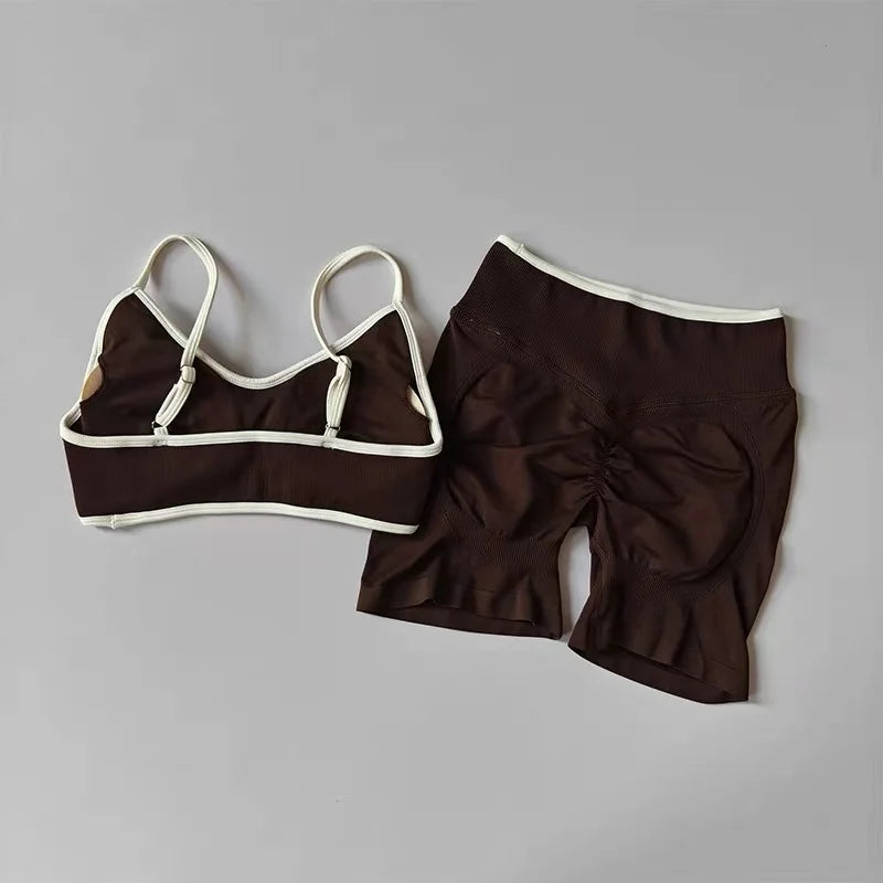 Fitness Suit, Women's Suspender, Contrasting Color Bra, Sports Shock-absorbing Speed Drying Pants, Breathable Yoga Suit - Matrix-studios.com