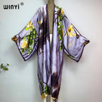 WINYI Summer New Fashion Print Women Cardigan Loose Long Dress Elegant Party Boho Maxi Beach Holiday Cover Up Kimonos Kaftan - Matrix Studios