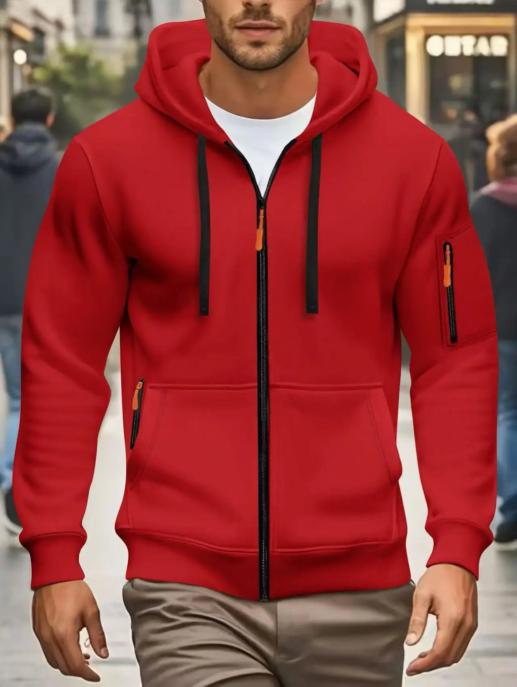 Men Autumn and Winter New Hoodies Long Sleeve Sweatshirt Pocket Zipper Design Hooded Sweatshirt Men Sportswear Casual Jacket - Matrix Studios