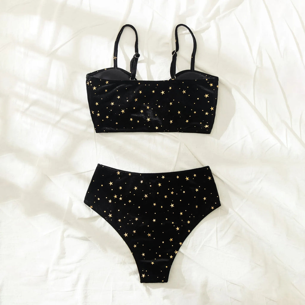 Fashion Piece Swimsuit Swimsuit Velvet Two Sexy Women'S Split Printed Bikini Swimwears Tankinis Women Board Shorts Bathing Suit - Matrix-studios.com