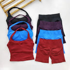 Yoga 2 Pieces Gym Set Women Backless Halter Tops High Waist Seamless Shorts Gym Suit Fitness Sports Bras Sportswear Workout Sets - Matrix-studios.com