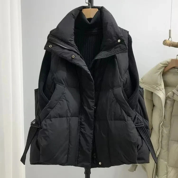 Autumn Winter Women Down Vest Jacket 2025 New Women Sleeveless Waistcoat Stand Collar Women Cotton Vest Coat Women Waistcoat Top - Matrix Studios