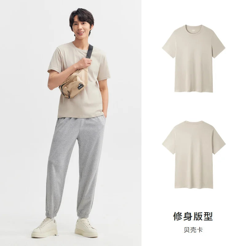 Semir Short Sleeve Men T-Shirt Cotton 2026 Summer New Man Clothing Thin And Versatile T Shirt Couples Solid Color Tops - Matrix Studios