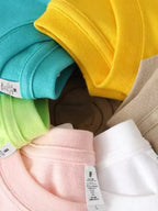 Bornladies Summer 100% Cotton Women's T-shirt Bottoming Basic Fashionable Solid Lady Short Sleeve Loose Tops Shirts 230g/㎡ Tops - Matrix-studios.com