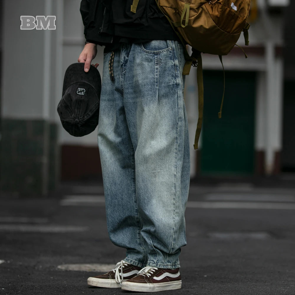 American Vintage High Quality Denim Cargo Pants Men Clothing Streetwear Loose Skate Jeans Harajuku Casual Harem Trousers Male - Matrix Studios