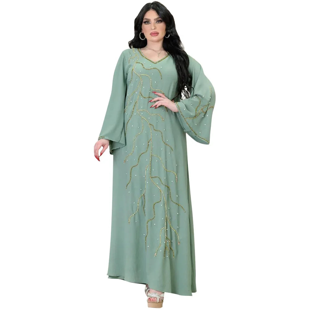 Caftan Eid Elegant Muslim Women Dress Ramadan Party Dubai Abaya Turkey Islam Long Evening Dresses Musulmane Elegant Vestidos - Matrix-studios.com