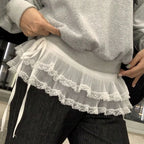 Jeans Pants Decor Embroidered Flower Lace Mini Skirt Irregular See Through Ruched Skirts High Waist Harajuku Pleated Skirts - Matrix-studios.com
