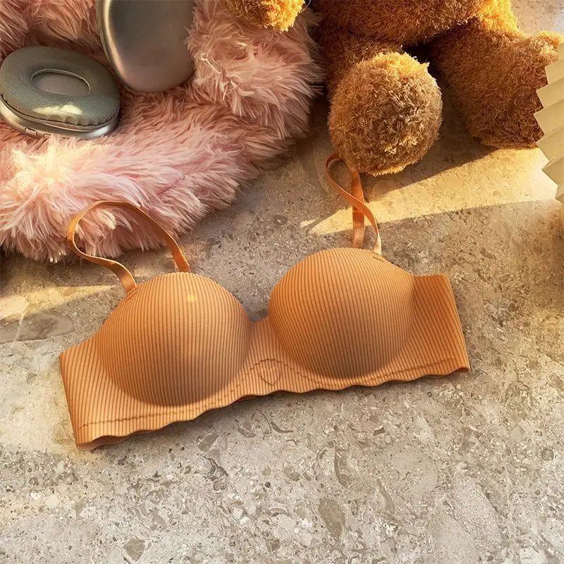 Sexy Push-Up Seamless Bra Women's Non-wire Ribbed Bralette Soft Fixed Half-Cup Underwear Invisible Bra Small Chest Lingerie S-XL - Matrix Studios