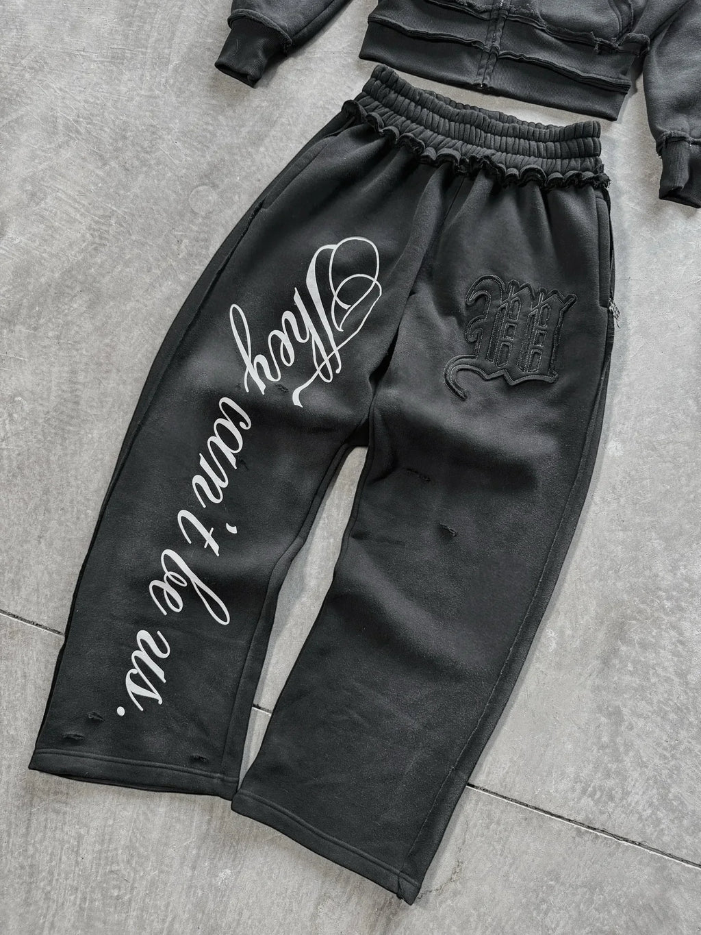 Y2k Street Style Large Area Embroidered Back Oversized Loose Hooded Sweatshirt Stretch Jogging Pants Casual Sports Pants Suit