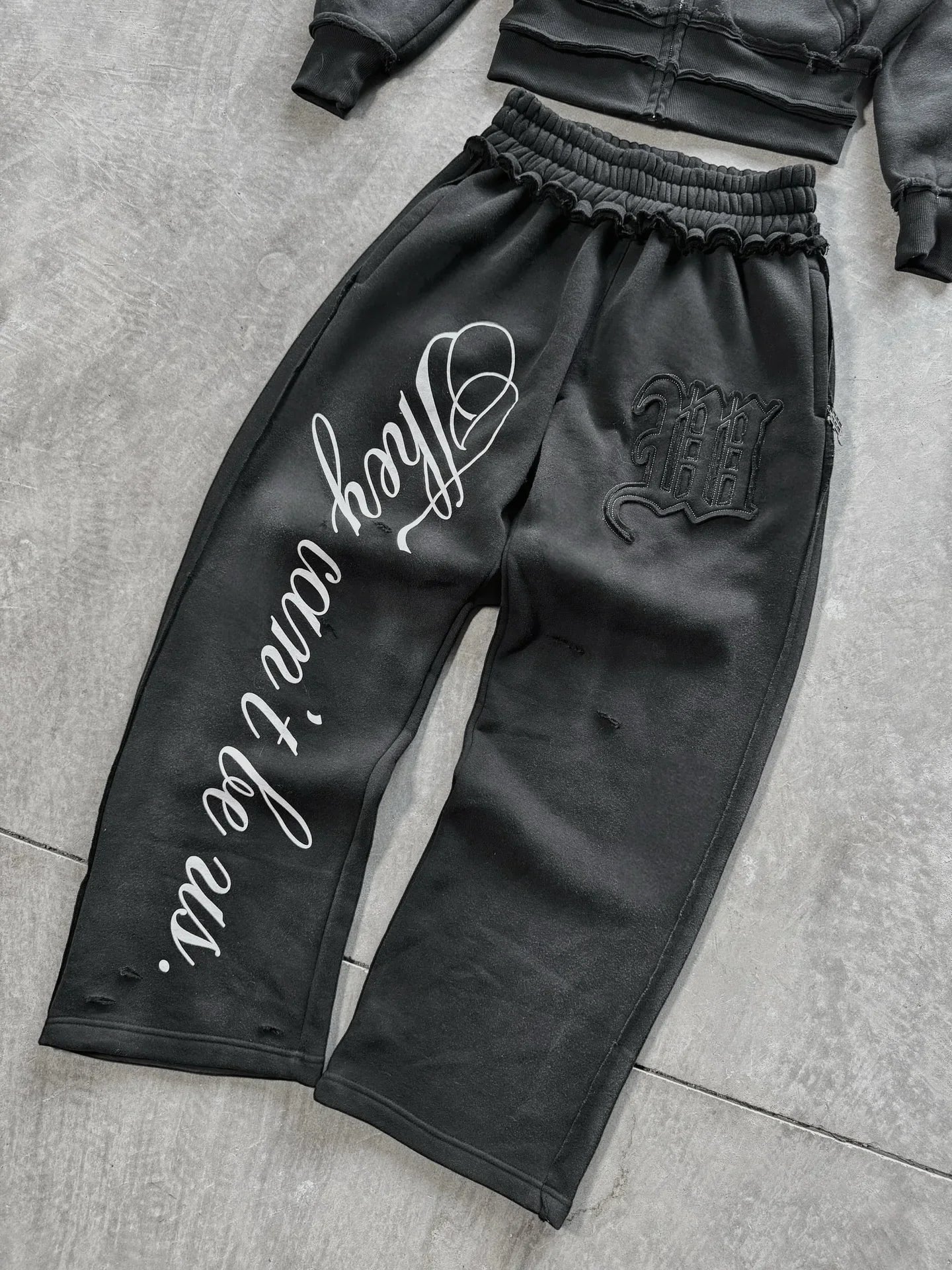 Y2k Street Style Large Area Embroidered Back Oversized Loose Hooded Sweatshirt Stretch Jogging Pants Casual Sports Pants Suit