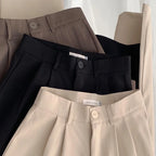 High Waist Women Suit Pants Fall Straight Office Ladies Korean Fashion Trousers Casual Button Loose Female Black Pants New 2024 - Matrix-studios.com