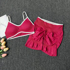 Peach Buttock Yoga Suit Women Gym Seamless Suspender Gathering Bra High Waist Hip Lifting Belly Tightening Shorts Fitness Set - Matrix-studios.com
