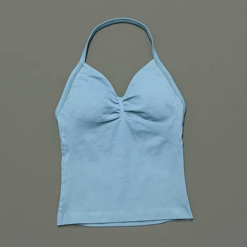 Women Solid Color Yoga Sports Tank Top Sleeveless Quick Dry Breathable Elastic Slim Fit Gym Workout Running Fitness Soft Skin - Matrix-studios.com