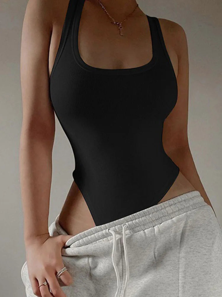 Sleeveless Knit Bodysuit Hot Summer Sexy Bodycon Off Shoulder Halter Tops Casual Street Bodice For Women ClubWear - Matrix-studios.com