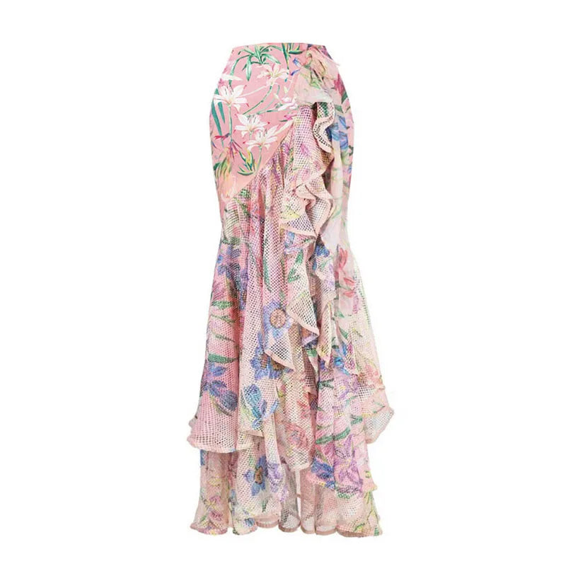 Women Swimwear Summer Floral Printed V-neck Swimsuit One-piece Bodysuit Bikini Set Beach Style Wear Maxi Dress Skirt Vacation - Matrix Studios