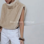 Neo Mint 2025 Brand Fashion Faux Fur Sable Vest Crop Top Autumn Winter Turtleneck Eco Mink Fur Tank Tops Sleeveless Jacket Coat - Matrix Studios
