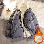 Warm Fleece Winter Lined Puffer Jackets Men Thick Parkas Casual Man Padded Down Outwear Zipper Long Sleeve Outdoor Couple Coat - Matrix Studios