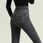 New Women's High Waist Stretch Jeans Blue Black Gray Fashionable and Versatile Multi-button Popular Slim Denim Long Pants Female - Matrix-studios.com