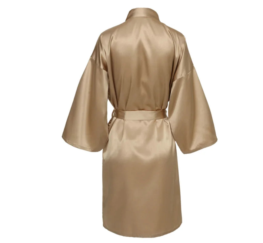 Wedding Party Team Bride Robe With Black Letters Kimono Satin Pajamas Bridesmaid Bathrobe SP2000 - Matrix-studios.com