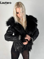 Lautaro Autumn Winter Short Black Thick Warm Soft Shaggy Faux Sheepskin Coat Women Luxury Designer Clothes Fluffy Jacket 2026 - Matrix Studios