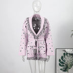 Jacquard Cardigan Women V-Neck Tie Waist Cardigans Long Sleeve Knit Sweater Waist Cuff Casual Autumn Fashion Trendy Streetwear - Matrix Studios