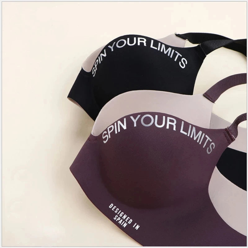 Simplicity Letters Printed Bra Sexy Deep V Thin Women's Lingerie Seamless Cup Surface Bralette No steel rings gather Brassiere 2027 - Matrix Studios