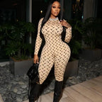 Retro Jumpsuit Women Sexy Slim Fit Moon Print Long Sleeve Tight Leggings Round Neck Versatile Casual Wear Autumn Fashion - Matrix Studios