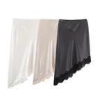 BSAY Lace Asymmetry Satin Texture Skirt Women Fashion Autumn Winter New Solid Chic Female High Waist Elegant Skirts Mujer - Matrix-studios.com