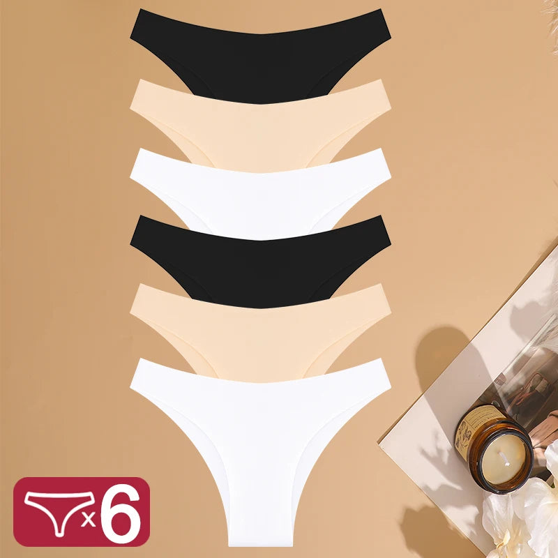 FINETOO 6Pcs/Set Ice Silk Seamless Underwear Low Waisted Brazilian Pants Breathable High Elasticity Lingerie Intimates Panties - Matrix Studios