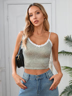 Hugcitar Leopard Print Slips Bows Patchwork Lace Sexy Slim Crop Camis Top Summer Fashion Women Y2K Outfits Festival Party - Matrix-studios.com