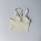 Women's Sexy V-Neck Fitness Bra Nude Sports Bra Hanging Neck Yoga Suit Vest Comfortable Breathable Gym Top for Active Wear - Matrix Studios