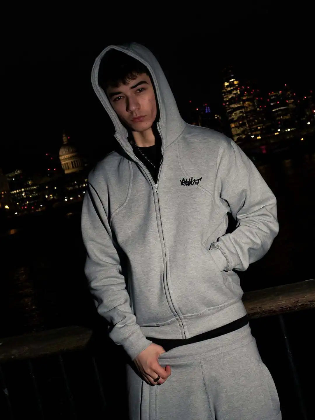 2026 Autumn/Winter European and American Fashion Gothic Y2K Simple Daily Zipper Hoodie High Street Loose Pants Set