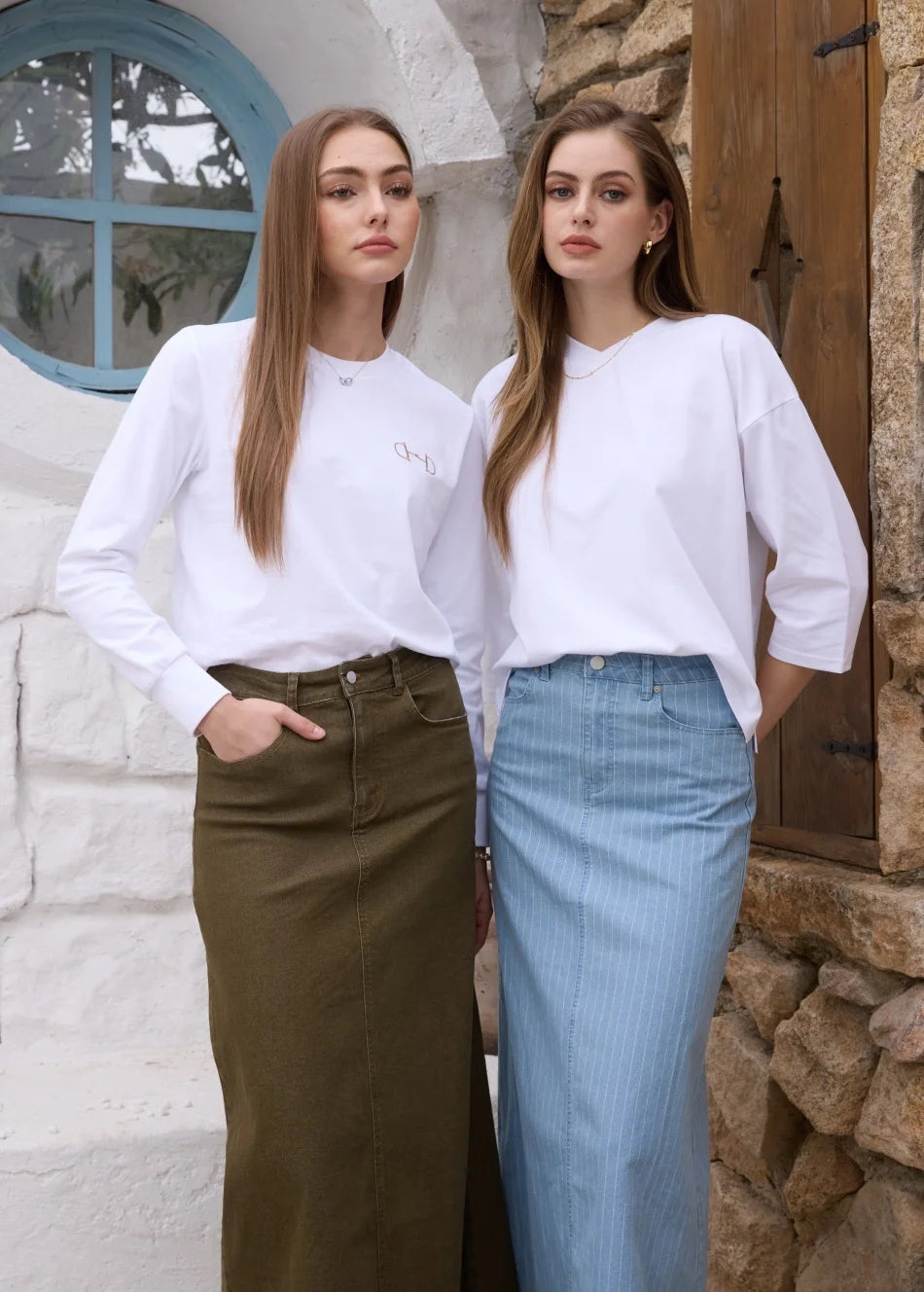 AS SS26 oversize loose T-shirt dress + V neck T-shirt  + skirt  set casual style  woman clothes - Matrix-studios.com