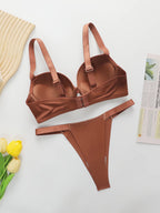 The Best-selling Sexy Gathering Promotion Style Glossy Letter Shoulder Strap Two-piece Women's Underwear Set B2050 - Matrix-studios.com