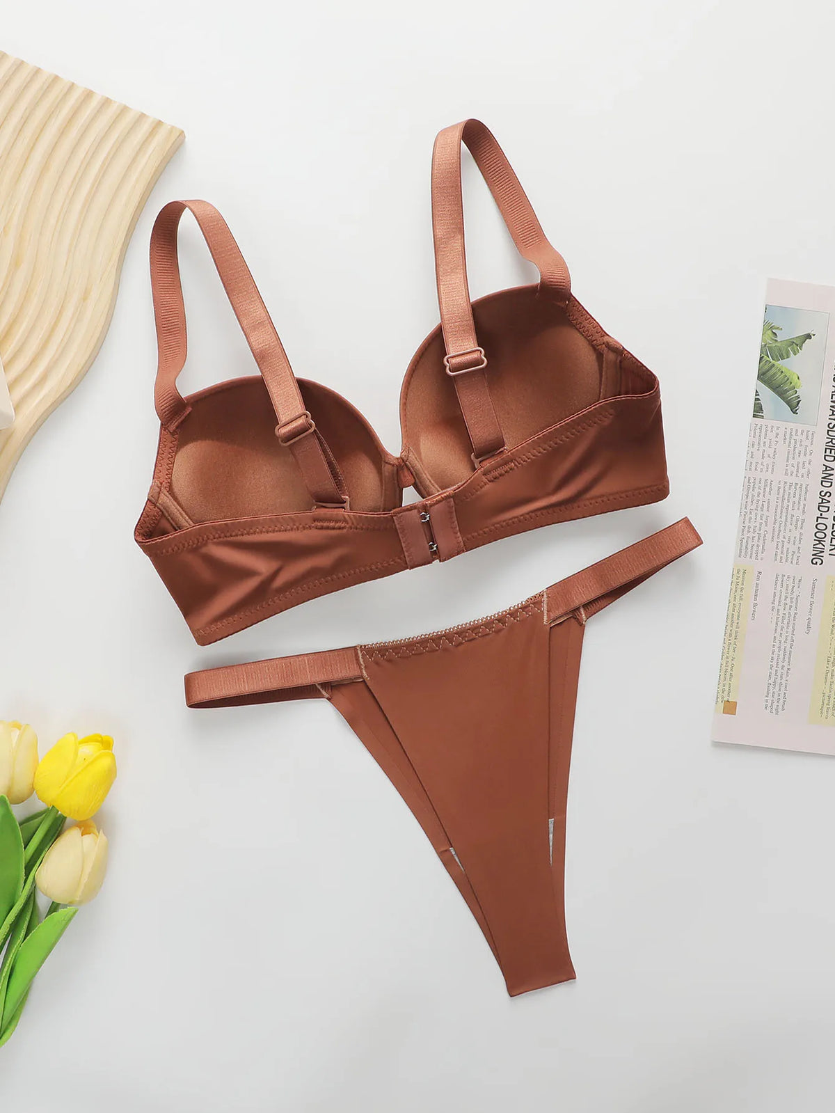 The Best-selling Sexy Gathering Promotion Style Glossy Letter Shoulder Strap Two-piece Women's Underwear Set B2050 - Matrix-studios.com