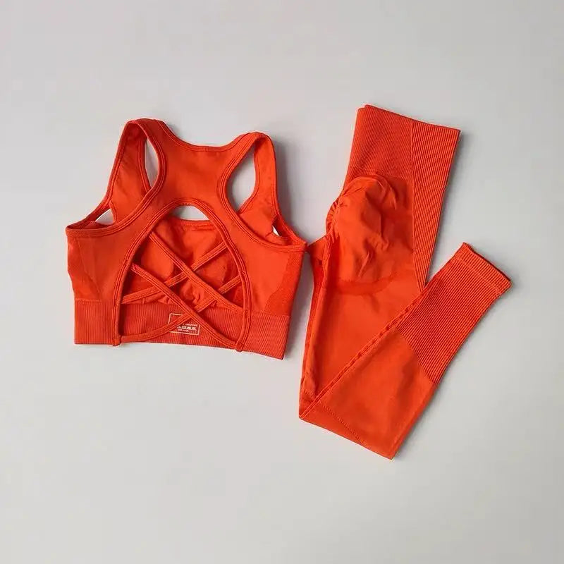 2PCS Sports Bra Women's Set Professional Fitness Tank Top Bra Shockproof Running Leggings Yoga Suit Beautiful Back Bra Clothing - Matrix-studios.com