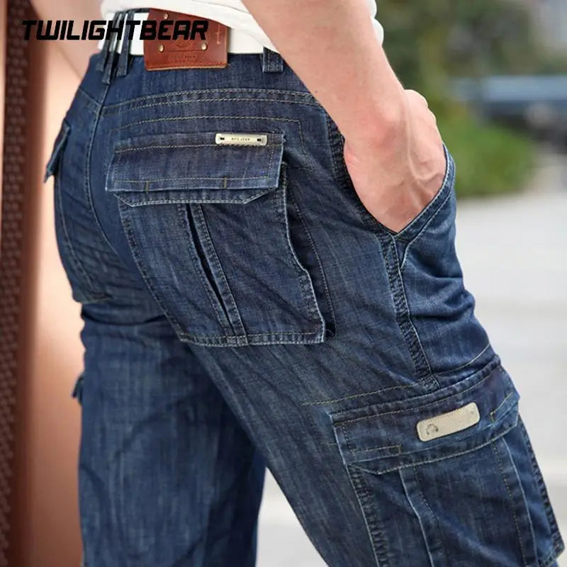 High Quality Men's Jeans Multi Pocket Denim Cargo Pants Oversized Casual Pants Men Clothing Loose Trousers 29-44 - Matrix Studios