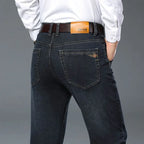 Plus Size 42 44 46 Spring Autumn Men's Fashion Casual Jeans Black Blue Classic Business Straight Elasticity Brand Denim Trousers - Matrix Studios