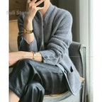 Autumn Winter New Thickened  Cardigan Women Stand Neck Sweater Sweater Loose Knit Base Sweater Jacket - Matrix Studios