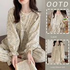 Four Seasons Can Wear Korean Style Floral Women's Pajamas Tops and Pants Summer Student Sleepwear Homewear Girl Sweet Nightwear - Matrix-studios.com