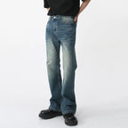 Men High Street Hip Hop Casual Small Flare Denim Jeans Pant Male Japan Korea Style Streetwear Vintage Denim Trousers Pant - Matrix Studios