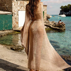 Women Transparent Kimono Golden Beach Cover Up Long Dress Swimwear Bathing Suit Beachwear Cardigan Summer Robe De Plage - Matrix Studios