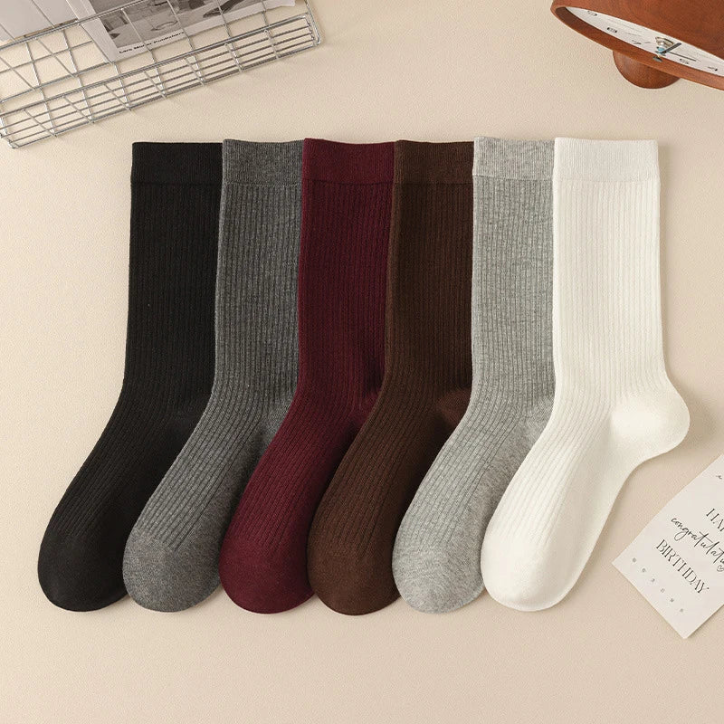 1pair Women's Ankola Red Socks Autumn Winter Knitting Solid Color Japanese Middle Tube Stockings Middle Tube Socks - Matrix Studios