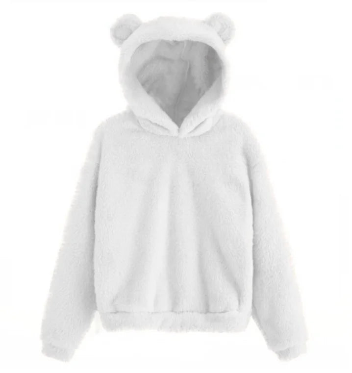 Autumn Winter Women's Hoodies Winter Women Long Sleeve Rabbit Ear Hood Sweatshirt Cute Plush Warm Casual Hoodie Tops - Matrix Studios