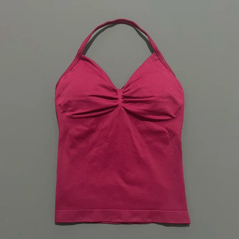 Women Solid Color Yoga Sports Tank Top Sleeveless Quick Dry Breathable Elastic Slim Fit Gym Workout Running Fitness Soft Skin - Matrix-studios.com