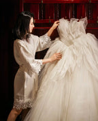 Summer Lace Sleepwear Bride&Bridemaid Wedding Robe Gown Solid Embroidery Kimono Bathrobe Women Casual Home Night Dress M L Xl - Matrix-studios.com