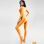 2023 AMORESY Women's Catsuit Playsuits Wetlook Shiny Glossy Tights Zipper Leotards Fullbody Overall Zentai Jumpsuits - Matrix Studios
