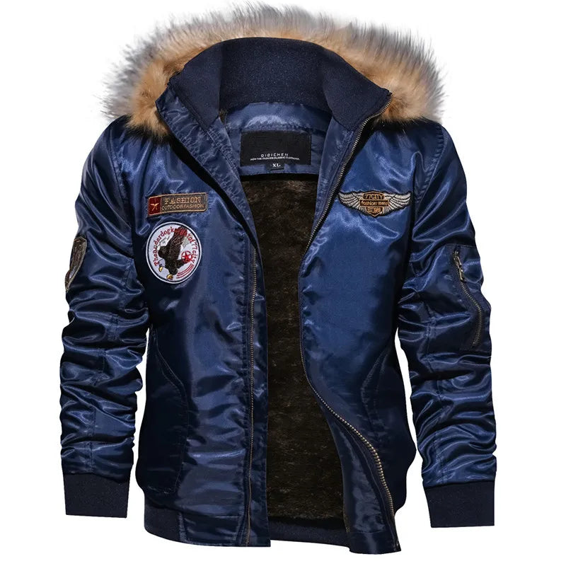 Men's Winter Outdoor Casual Thick Fleece Down Parkas Fur Coat Oversize Plus Velvet Brand Keep Warm Padded Oversized Jacket - Matrix Studios
