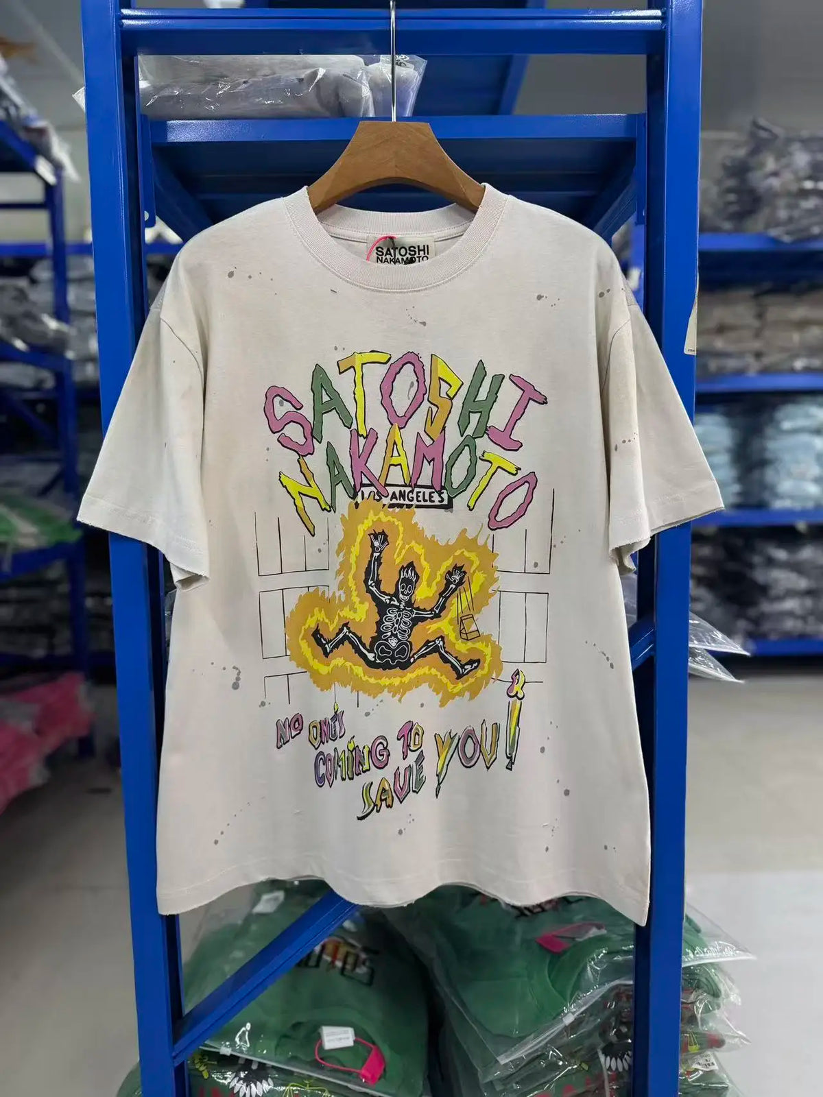 American Trend Brand SATOSHI Classic Vintage Print T-shirt New High Street Fashion Style Short-sleeved for Both Men and Women - Matrix-studios.com
